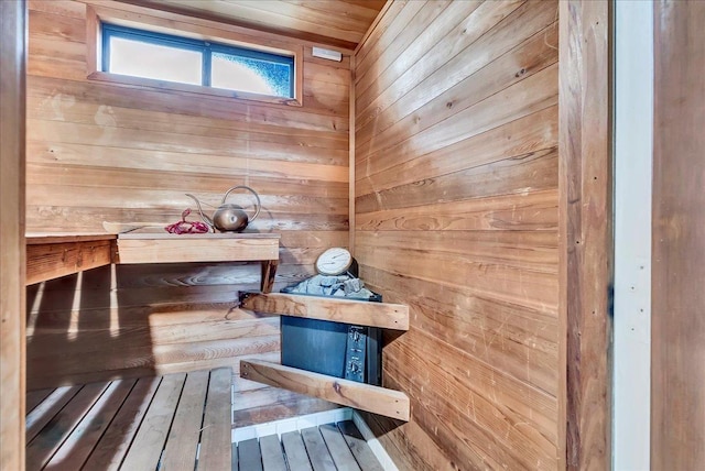 view of sauna