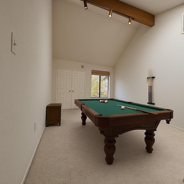 7093 N Teilman Unit 102, Fresno, CA 93711 - playroom featuring light colored carpet, billiards table, and track lighting