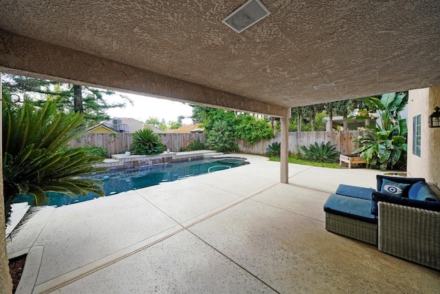 8164 N 8th St, Fresno, CA 93720 - view of swimming pool with a patio, a fenced in pool, and a fenced backyard