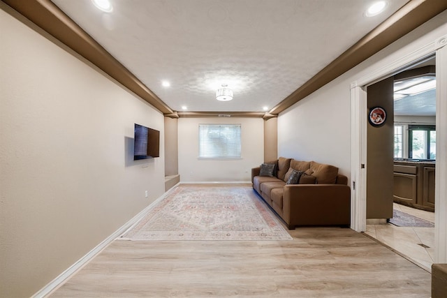 8164 N 8th St, Fresno, CA 93720 - living area with baseboards, light wood-style flooring, and recessed lighting