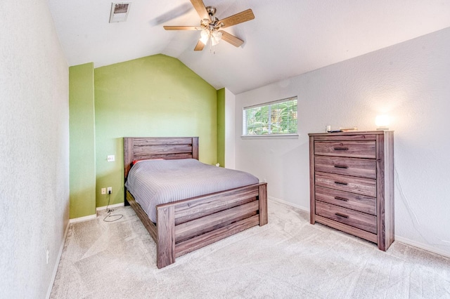 8164 N 8th St, Fresno, CA 93720 - bedroom with lofted ceiling, carpet flooring, and a ceiling fan