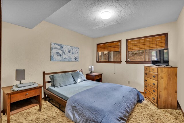 39090 Woodland Rd, Shaver Lake, CA 93664 - bedroom featuring a textured ceiling and carpet flooring