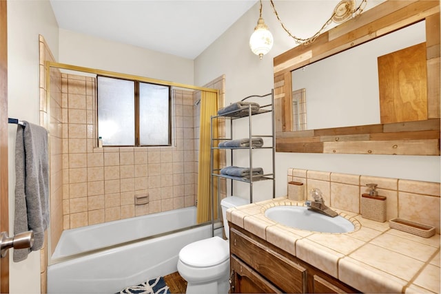39090 Woodland Rd, Shaver Lake, CA 93664 - full bathroom with vanity, toilet, and washtub / shower combination