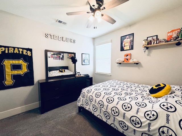 1885 N Whitehorse, Clovis, CA 93619 - carpeted bedroom with visible vents, baseboards, and ceiling fan