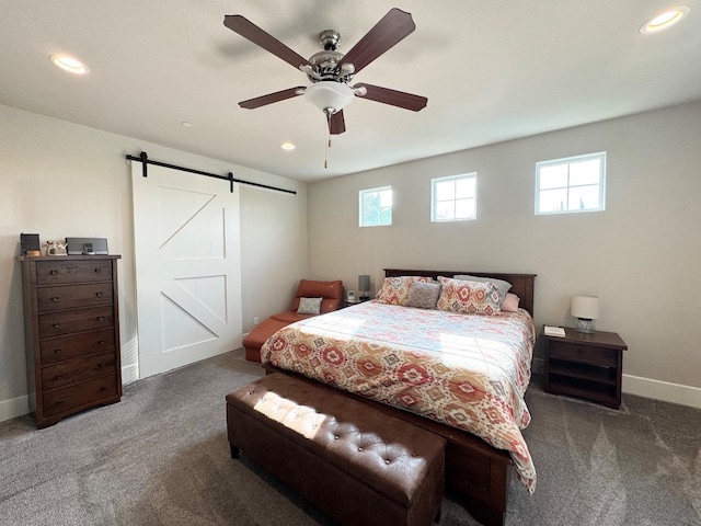 1885 N Whitehorse, Clovis, CA 93619 - bedroom with carpet floors, a barn door, and multiple windows