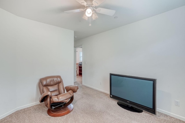 1525 N Piccadilly Ln, Clovis, CA 93619 - sitting room featuring carpet floors, baseboards, and a ceiling fan