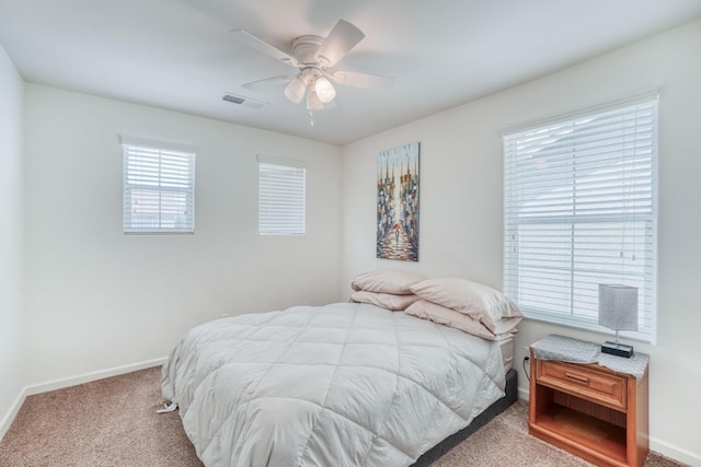 1525 N Piccadilly Ln, Clovis, CA 93619 - bedroom with baseboards, ceiling fan, visible vents, and carpet floors