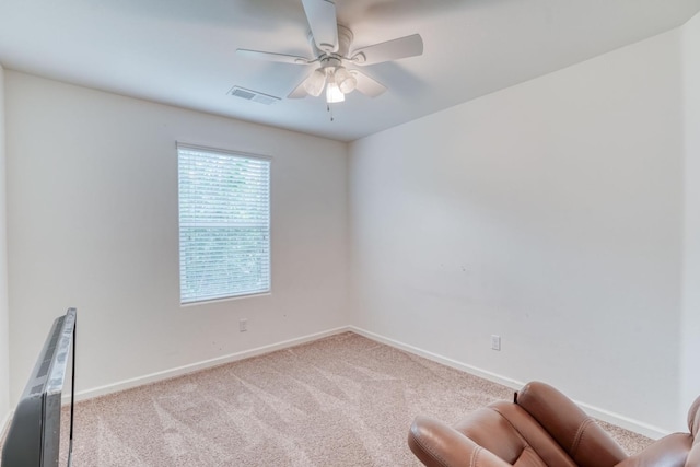 1525 N Piccadilly Ln, Clovis, CA 93619 - unfurnished room featuring baseboards, carpet flooring, visible vents, and a ceiling fan