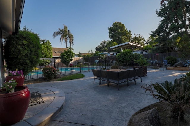 1233 Redwood Ln, Selma, CA 93662 - view of home's community with a patio area, a swimming pool, and an outdoor living space
