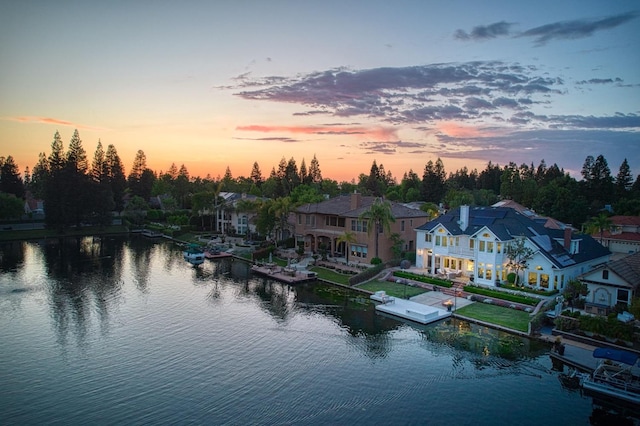 water view featuring a dock