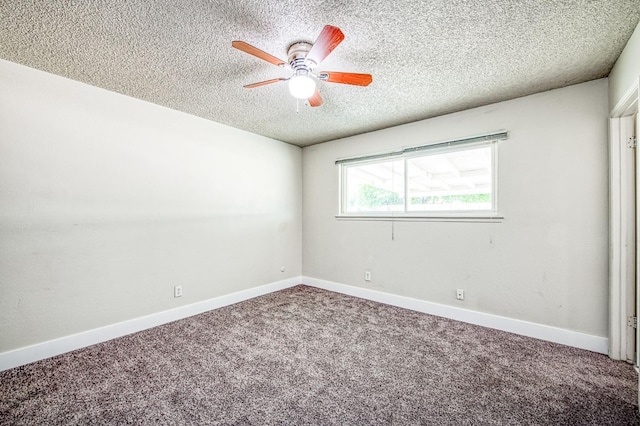 4693 E Church Ave, Fresno, CA 93725 - carpeted empty room featuring a ceiling fan, a textured ceiling, and baseboards