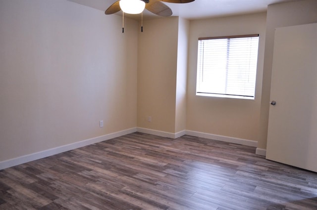 43777 Kaweah River Dr, Three Rivers, CA 93271 - unfurnished room with a ceiling fan, dark wood-style floors, and baseboards