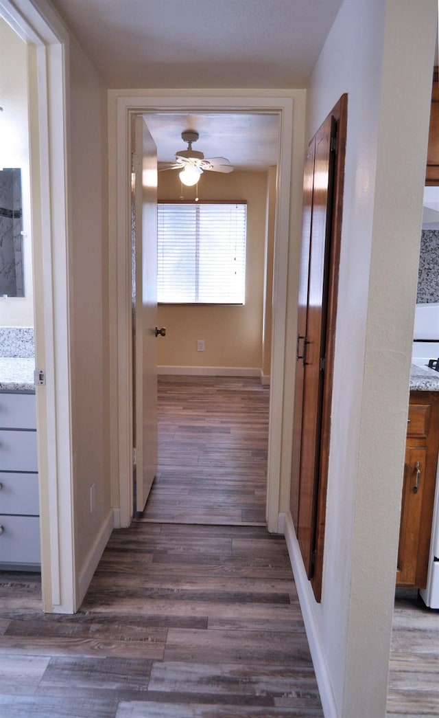 43777 Kaweah River Dr, Three Rivers, CA 93271 - hallway with dark wood finished floors and baseboards