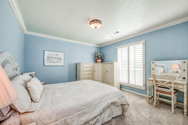 6619 N Valentine Ave, Fresno, CA 93711 - bedroom with crown molding, carpet flooring, and a textured ceiling