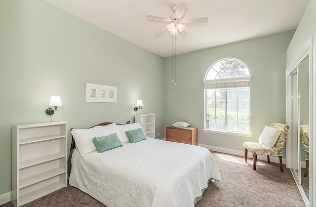 287 W Trenton Ave, Clovis, CA 93619 - bedroom featuring carpet, multiple windows, baseboards, and a ceiling fan