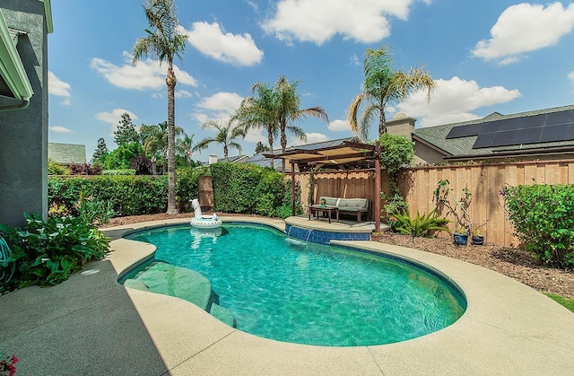 287 W Trenton Ave, Clovis, CA 93619 - view of pool featuring outdoor lounge area, a fenced backyard, a patio area, and a gazebo