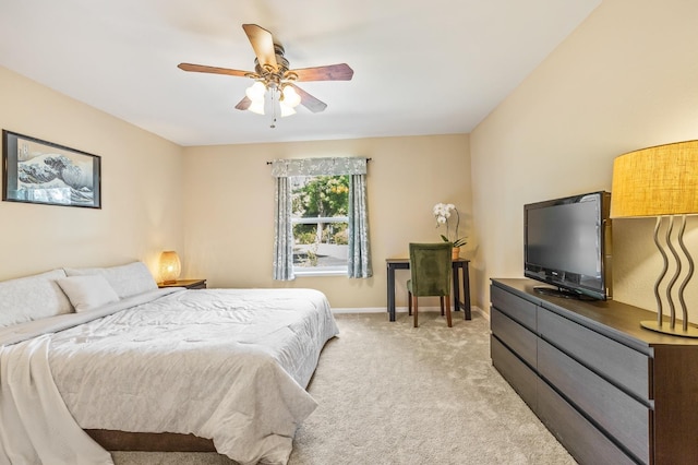 13801 E Rialto Ave, Sanger, CA 93657 - bedroom featuring light colored carpet, baseboards, and ceiling fan