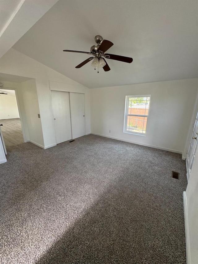28640 Ward St, Madera, CA 93638 - unfurnished bedroom featuring lofted ceiling, carpet, baseboards, and a closet