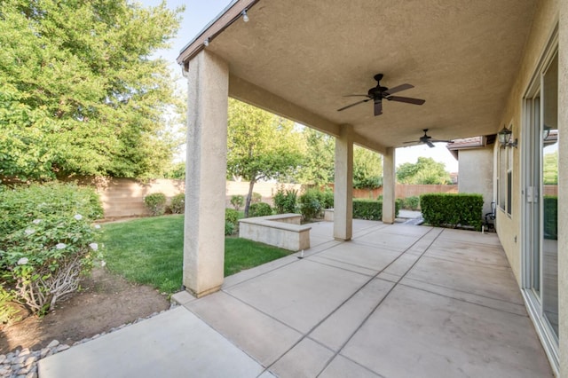 view of patio / terrace with a ceiling fan