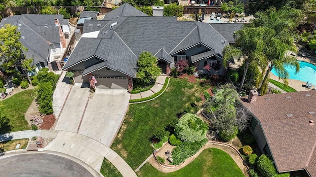1517 W Fir Ave, Fresno, CA 93711 - aerial perspective of suburban area featuring a pool area