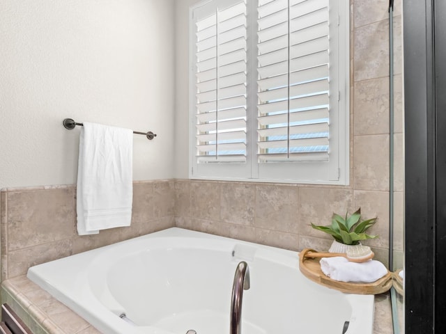 bathroom featuring a garden tub