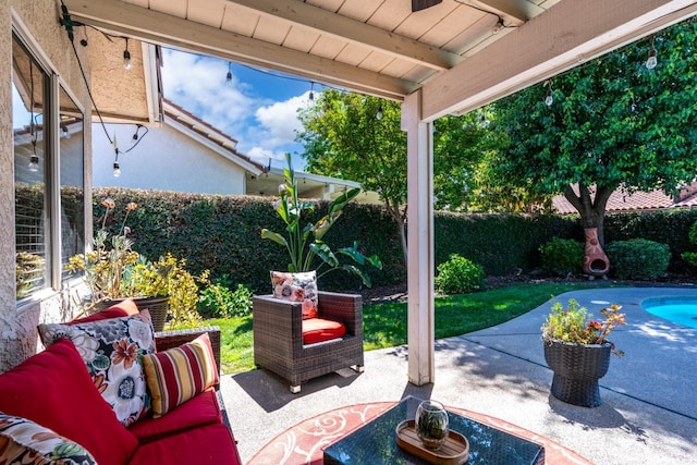 22 Pointe W, Madera, CA 93637 - view of patio with a fenced backyard and an outdoor hangout area