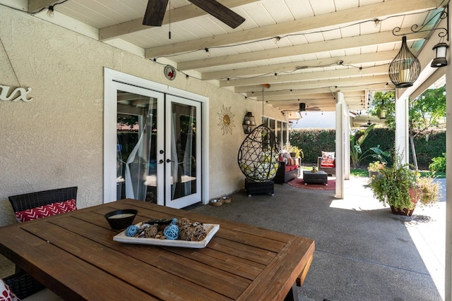 22 Pointe W, Madera, CA 93637 - view of patio / terrace featuring french doors and ceiling fan