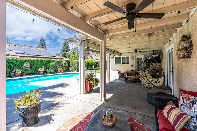 22 Pointe W, Madera, CA 93637 - view of patio / terrace featuring a ceiling fan, a fenced backyard, and outdoor dining area