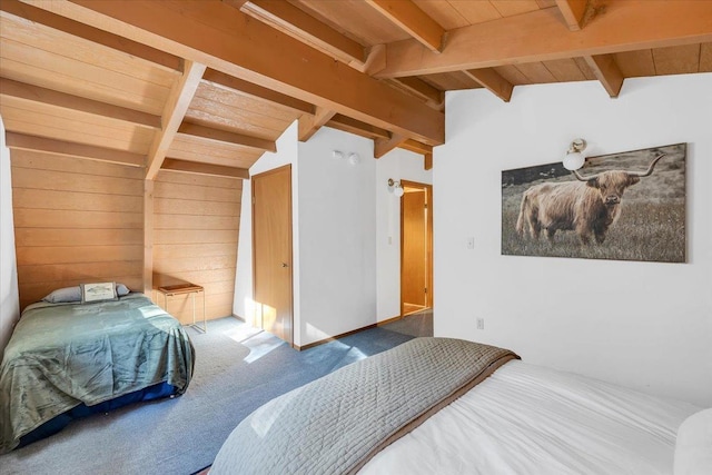 30830 Old Strawberry Rd, Tuolumne, CA 95375 - carpeted bedroom featuring wooden walls and wooden ceiling