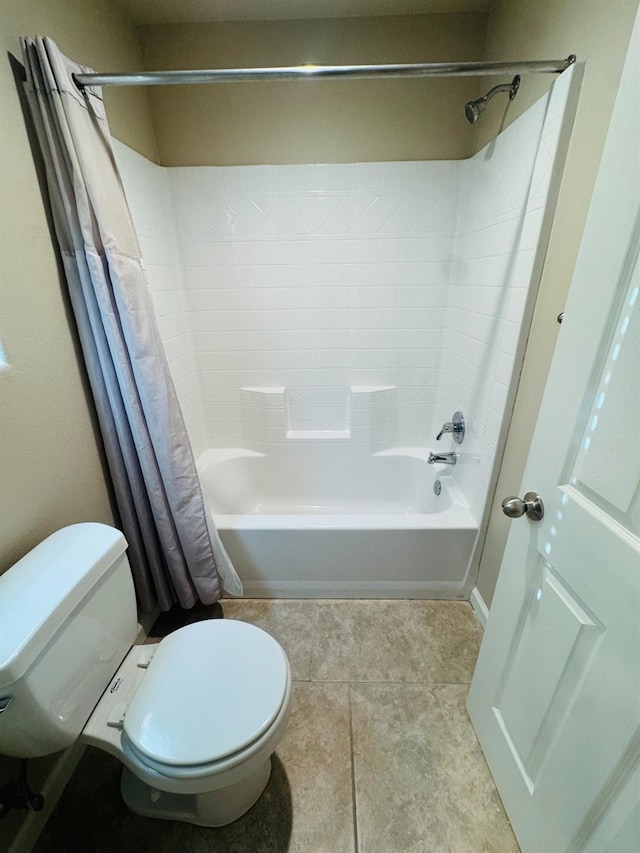 3673 Artistry Way, Clovis, CA 93619 - bathroom with toilet, shower / bathtub combination with curtain, and tile patterned floors