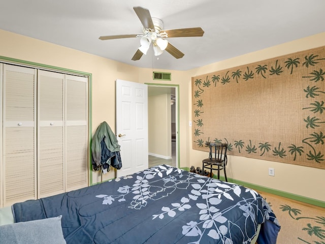 4740 E Princeton Ave, Fresno, CA 93703 - bedroom featuring a closet, baseboards, and ceiling fan