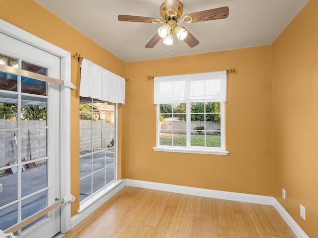 4740 E Princeton Ave, Fresno, CA 93703 - empty room with light wood-type flooring, baseboards, and ceiling fan