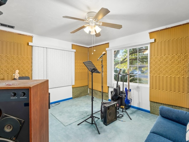 4740 E Princeton Ave, Fresno, CA 93703 - exercise room featuring carpet floors and ceiling fan