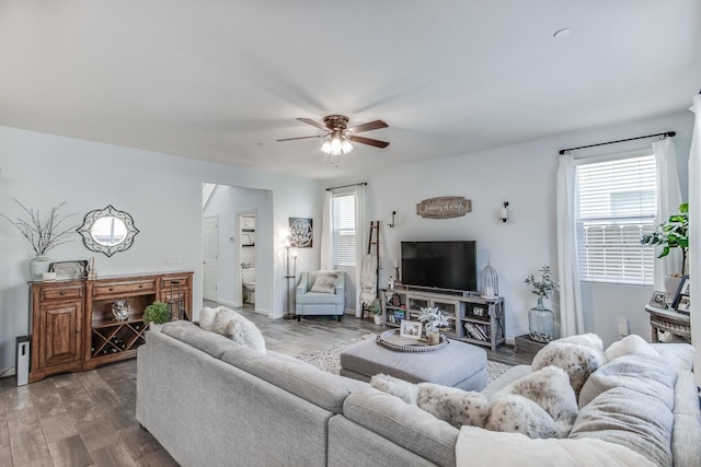 3877 Griffith Ave, Clovis, CA 93619 - living room with ceiling fan and wood finished floors
