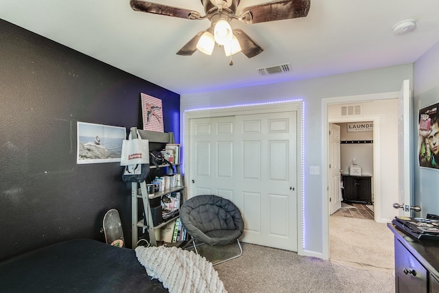 3877 Griffith Ave, Clovis, CA 93619 - carpeted bedroom featuring a closet, a ceiling fan, and baseboards