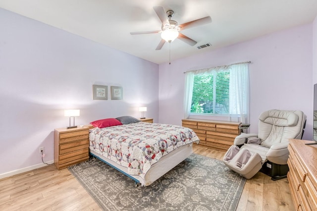 947 Carson Ave, Clovis, CA 93611 - bedroom with light wood-type flooring, ceiling fan, and baseboards