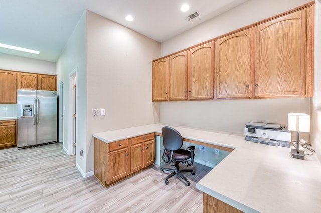 947 Carson Ave, Clovis, CA 93611 - office area featuring built in study area, light wood-type flooring, and recessed lighting