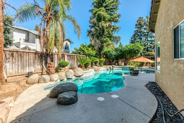view of pool with a fenced backyard