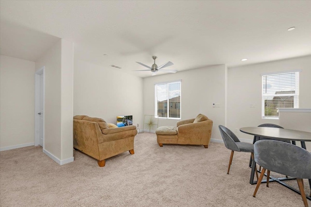 841 Corazon Ave, Clovis, CA 93619 - living area featuring light carpet and a ceiling fan