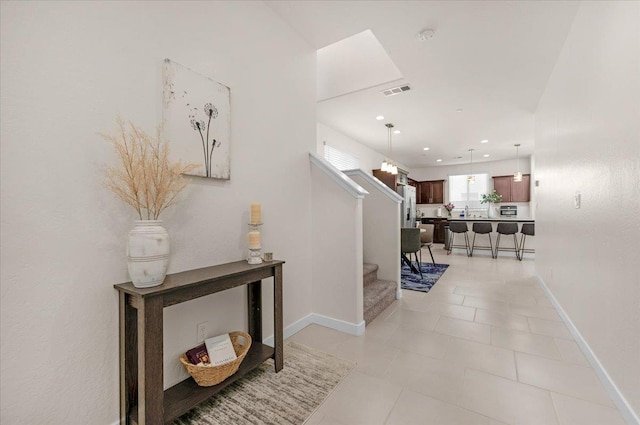 841 Corazon Ave, Clovis, CA 93619 - corridor with stairway, light tile patterned floors, and recessed lighting