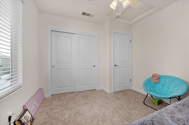 841 Corazon Ave, Clovis, CA 93619 - bedroom with carpet floors, a closet, and ceiling fan