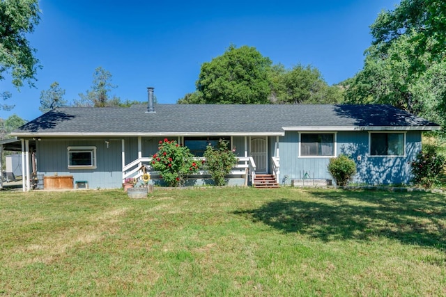 28302 Tollhouse Rd, Tollhouse, CA 93667 - ranch-style house featuring a front lawn and a shingled roof