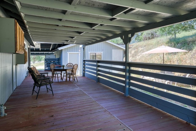 28302 Tollhouse Rd, Tollhouse, CA 93667 - wooden terrace featuring outdoor dining space