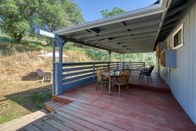 28302 Tollhouse Rd, Tollhouse, CA 93667 - wooden deck with outdoor dining area