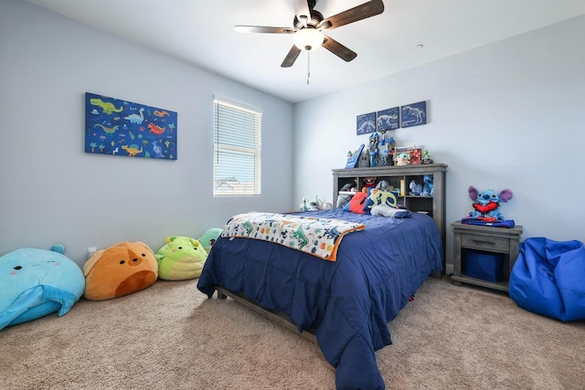 bedroom with carpet floors and ceiling fan