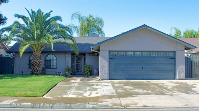 3694 W Robinson Ave, Fresno, CA 93722 - ranch-style home featuring stucco siding, an attached garage, and concrete driveway