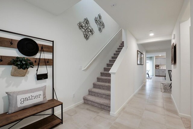 1890 Richard Ave Unit 2054S, Sanger, CA 93657 - stairway with baseboards, tile patterned flooring, and recessed lighting