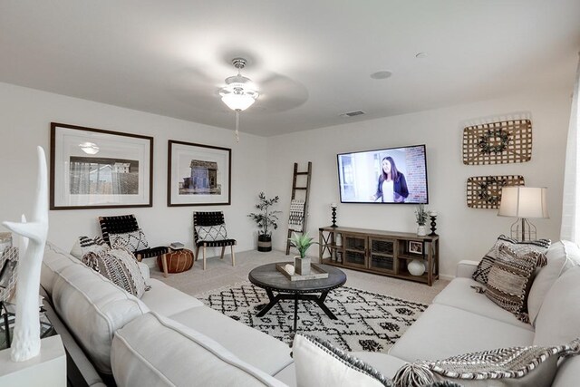 1890 Richard Ave Unit 2054S, Sanger, CA 93657 - living area with carpet and a ceiling fan