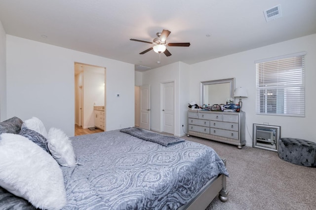 359 Rebel St, Reedley, CA 93654 - bedroom with carpet, ceiling fan, and ensuite bathroom