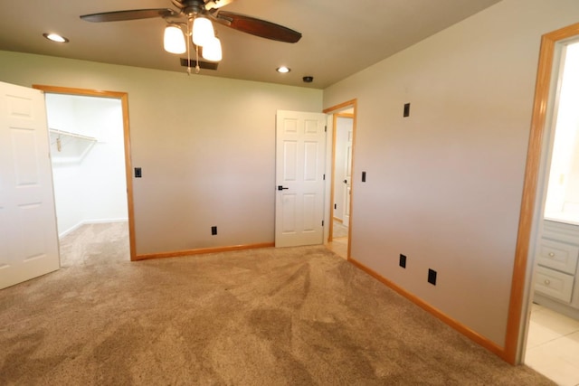 7784 S Del Rey Ave, Del Rey, CA 93616 - unfurnished bedroom featuring light colored carpet, recessed lighting, baseboards, and a spacious closet
